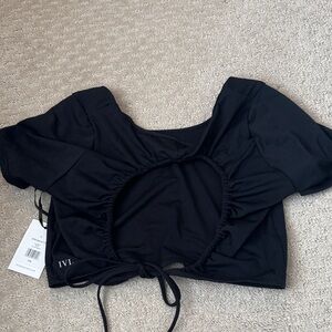 IVL Black Ruched Crop Top